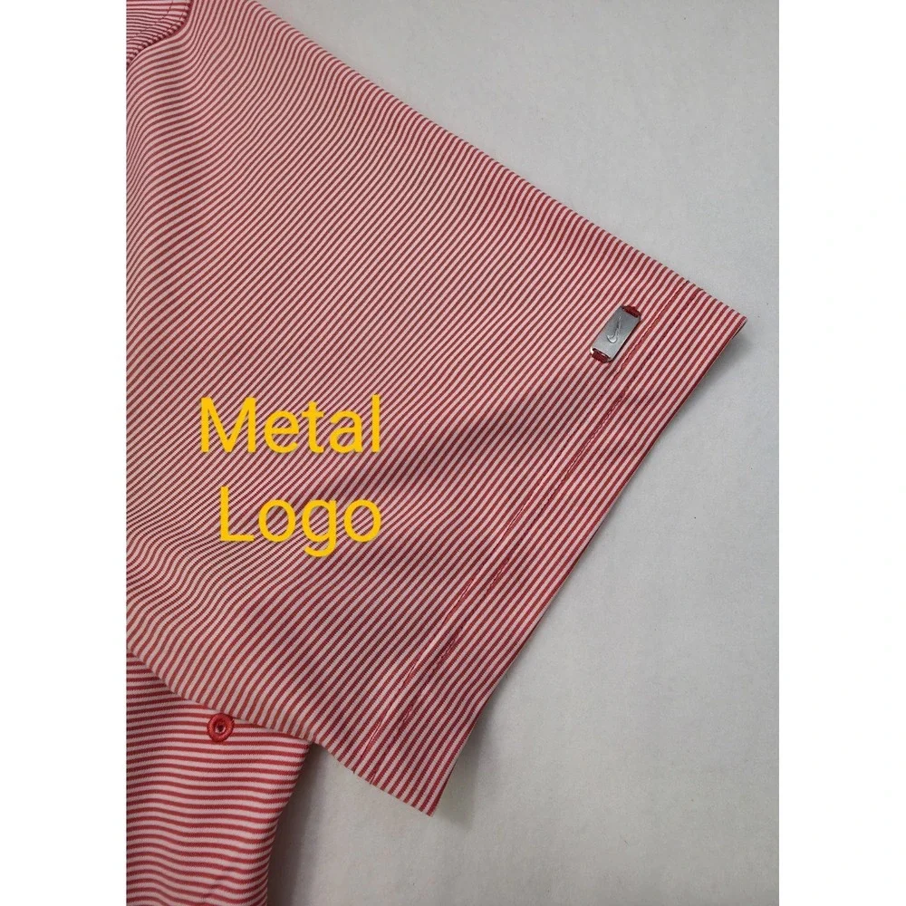 Nike Polo Shirt Mens 2XL Flamingo Pink‎ Dri Fit Vented Metal Logo Limited Use